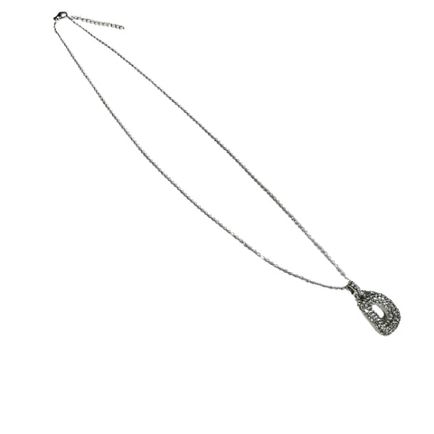 Gift For Valentine's Day Silver Stone Studded D Initial Necklace