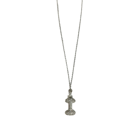 Gift For Valentine's Day Silver Stone Studded I Initial Necklace