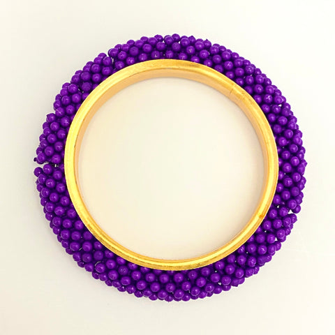 High Quality Purple Coloured Bead Bangle Bracelet