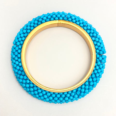 High Quality Light Blue Coloured Bead Bangle Bracelet