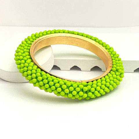 Green Coloured Bead Bangle Bracelet