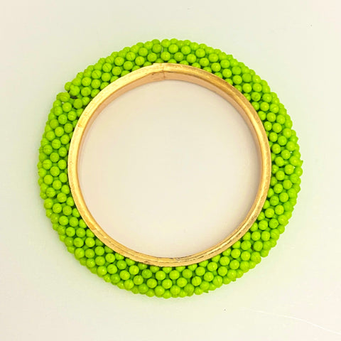 Green Coloured Bead Bangle Bracelet
