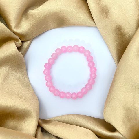 Pink Glass Beads Bracelet - Stretchable