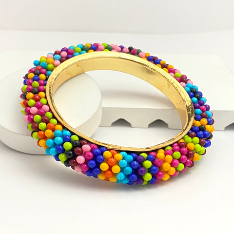 High Quality Multi Coloured Bead Bangle Bracelet