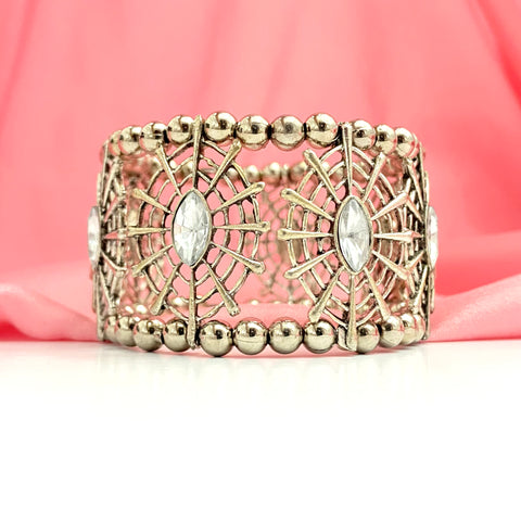 High Quality Adjustable Oxidised Silver Bangle Bracelet