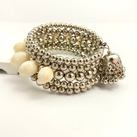 High Quality Silver Beaded Shell Bracelet
