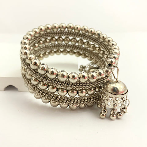 High Quality Adjustable Silver Oxidised Beaded Bracelet