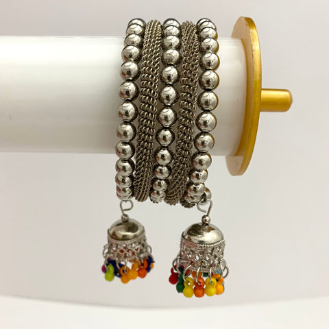 High Quality Adjustable Oxidised Beaded Jhumki Bracelet