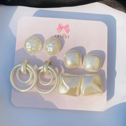 Pack of 4 White Korean Earring Card Combo Pack