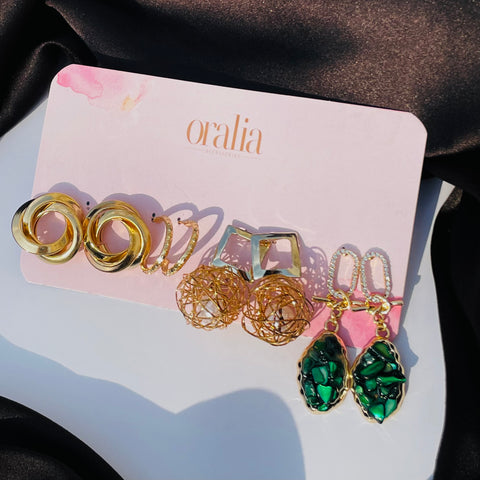 Pack of 3 Korean Earrings Card Combo Pack