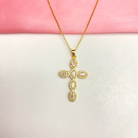 Stainless steel, dailywear, stone studded, golden, cross, necklace, premium
