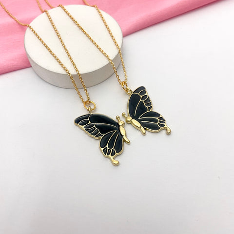Black Butterfly Friendship Necklace