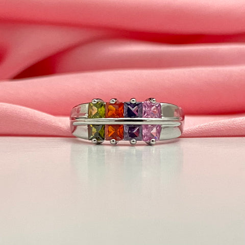 Adjustable Silver Multicolour Copper Ring