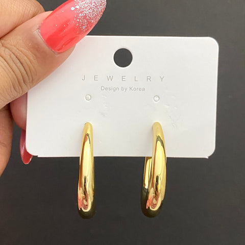 Golden Oval Shaped Korean Earring