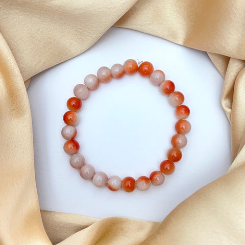 Tie-Dye Orange-Cream Beads Bracelet (Big Beads)