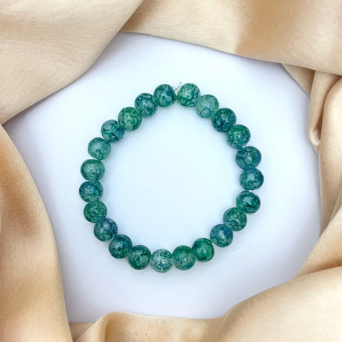 Tie-Dye Green Beads Bracelet (Big Beads)