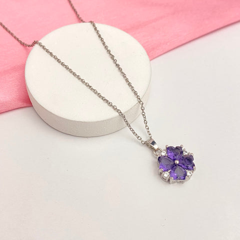 Premium Pack Of 2 Silver Stainless Steel Lavender Necklace Combo Perfect For Dailywear