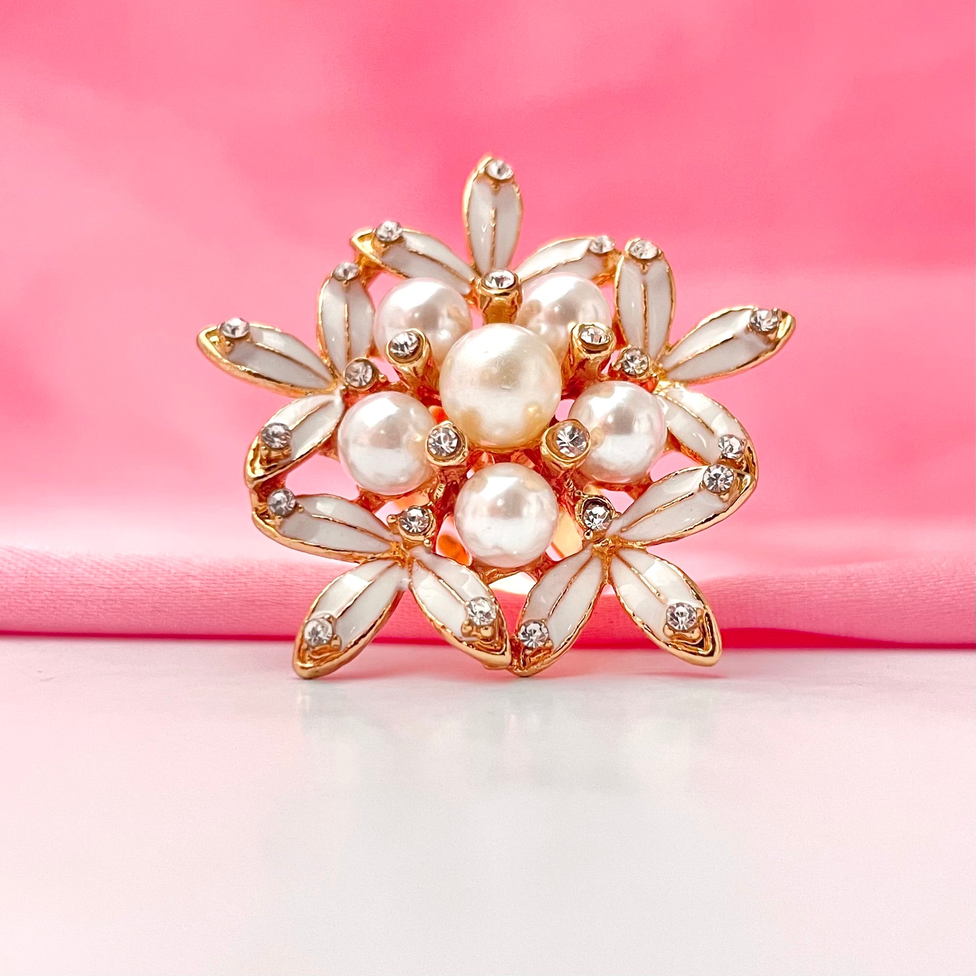 Adjustable Pearl Flower Designed Ring for Women Perfect For Dailywear