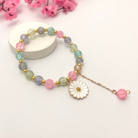 Adjustable,High Quality,Bracelet ,Glass Beads,Dailywear,For Gift,Charm Bracelet,Quirky Charm,Daisy