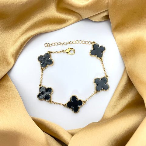 Affordable Pack Of 2 Black Clover Bracelet & Necklace Combo Perfect For Dailywear