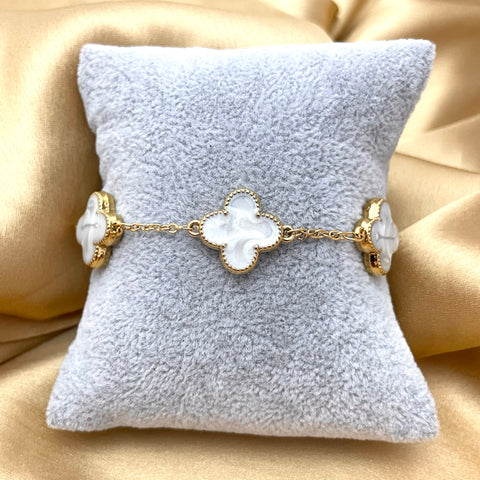 Affordable Pack Of 2 White Clover Bracelet & Necklace Combo Perfect For Dailywear