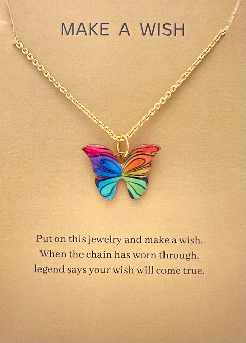 Multicolour Butterfly Charm Necklace (Antitarnish-Golden)