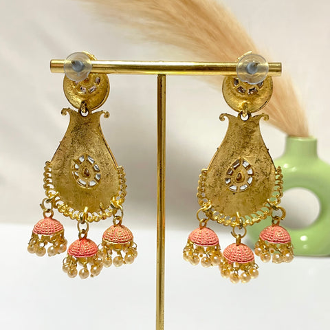 Premium Heavy Work Kundan Drop Earrings