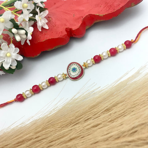 Cute Red Evil Eye Charm Thread Rakhi For Brother