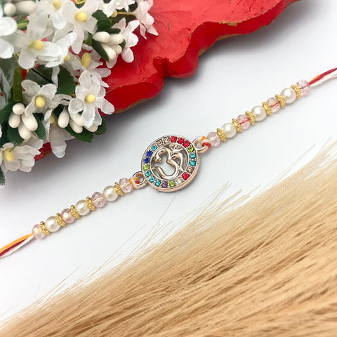Cute Om Charm Thread Rakhi For Brother