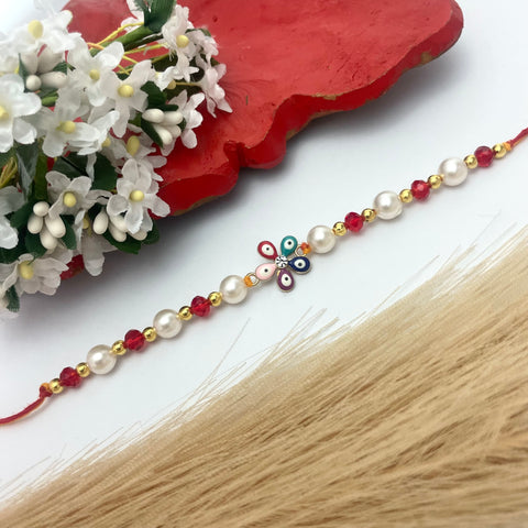 Cute Flower Charm Thread Rakhi For Brother
