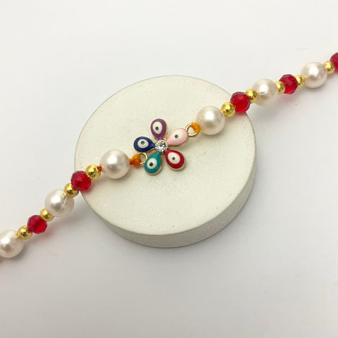 Cute Flower Charm Thread Rakhi For Brother