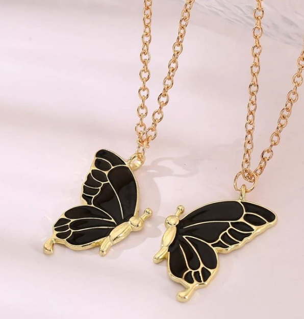 Black Butterfly Upcycled Tin Necklace – adaptive reuse jewelry