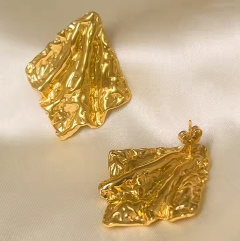 18K Gold Plated Stainless Steel Irregular Geometric Stud Earrings