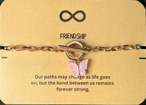 Simple Classic Slim Gold Link Chain Bracelet Combo Pink & Black
