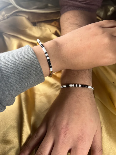 Black and White Morse Code Couple Bracelet - Express Your Love