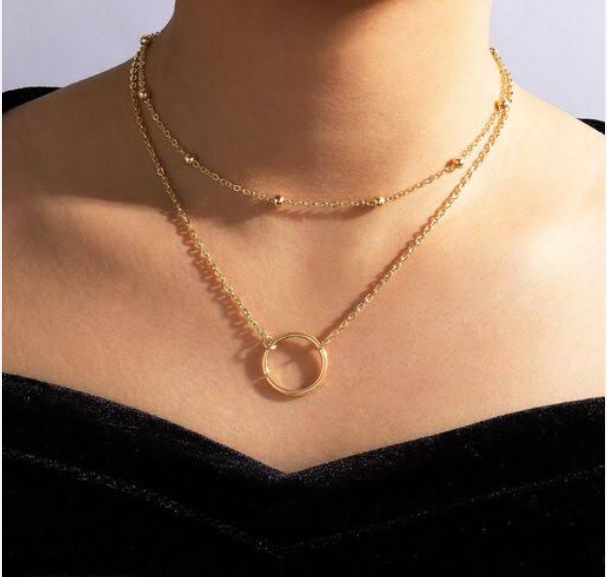 Celestial Rose Gold Moon & Star Double Chain Necklace | Olivia Burton London