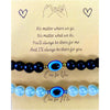 White & Black Beads With Evil Eye Charm Couple Bracelet