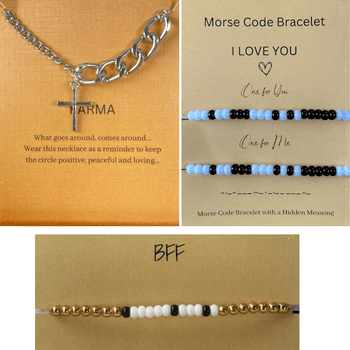 High Quality Morse Code Bracelet & Cross Necklace 