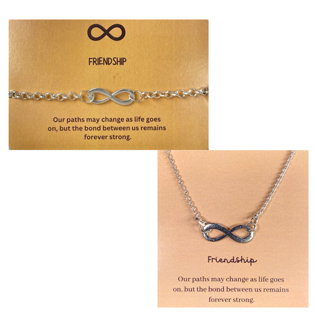 Affordable Silver Infinity Necklace Bracelet Combo Oralia India