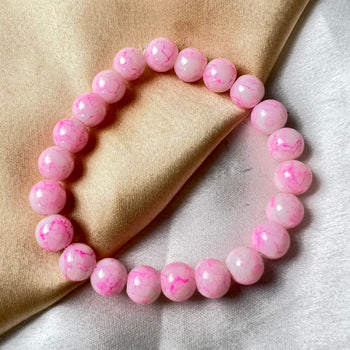 High Quality Pink Tie-Dye Glass Beads Bracelet