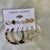 Pack of 6 Golden Pearl Brown Earrings Card