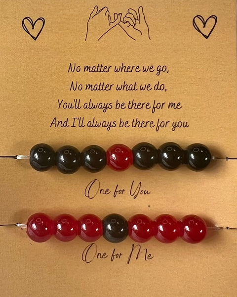 High Quality ,Couple, Glass Beads ,Bracelet ,Perfect For Daily Wear ,Red & Black ,Soulmate