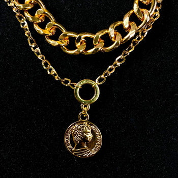 High Quality Golden Coin & Chain Bracelet 
