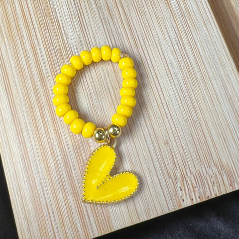 High Quality Yellow Heart Stretchy Y2K Ring