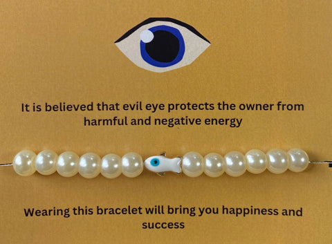 High Quality Pearl Bracelet With Fish Evil Eye Charm 