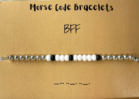 High Quality ,Morse Code, BFF Bracelet ,Strectchable,Glass Beads