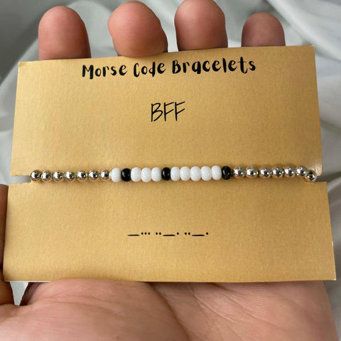 Silver Morse Code BFF Bracelet